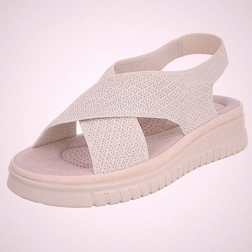 Damen Keilsandaletten mit Knöchelriemen Ital-Design 2498 in Apricot