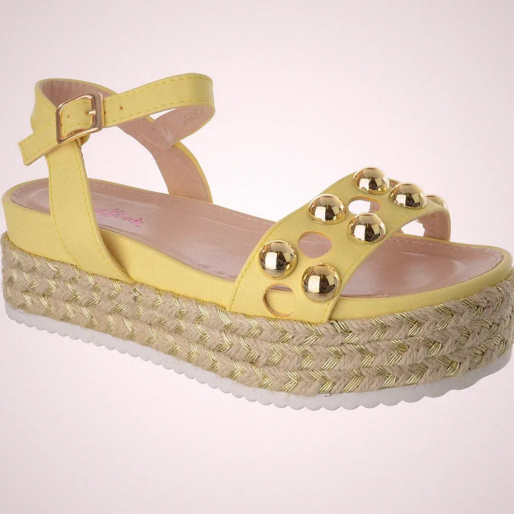DAMEN KNÖCHELRIEMEN MITTELHOHER KEILABSATZ NIETEN ESPADRILLE SANDALEN SCHUHE GRÖSSE