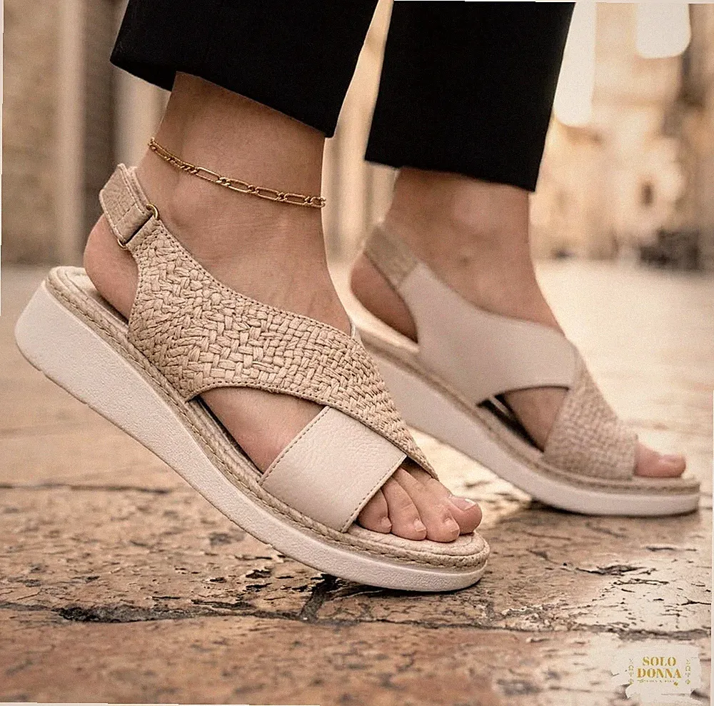 DAMEN KOMFORTSANDALEN LEDER BEIGE REPOSELLA D16284 BEQUEME SANDALE