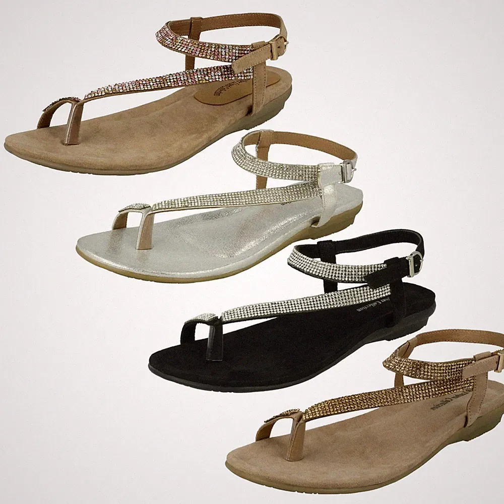Damen Leder Kollektion Zehenring Sandalen Mit Y-Riemen