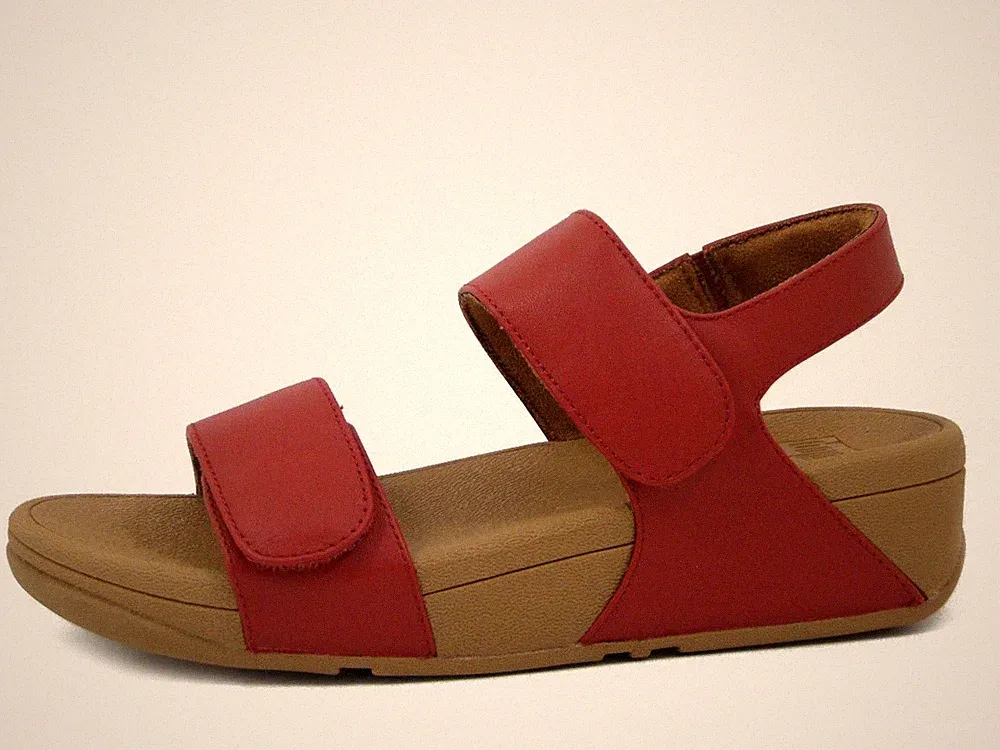 Damen Leder Sandalen Rot mit Riemchen Niedriger Keilabsatz FITFLOP