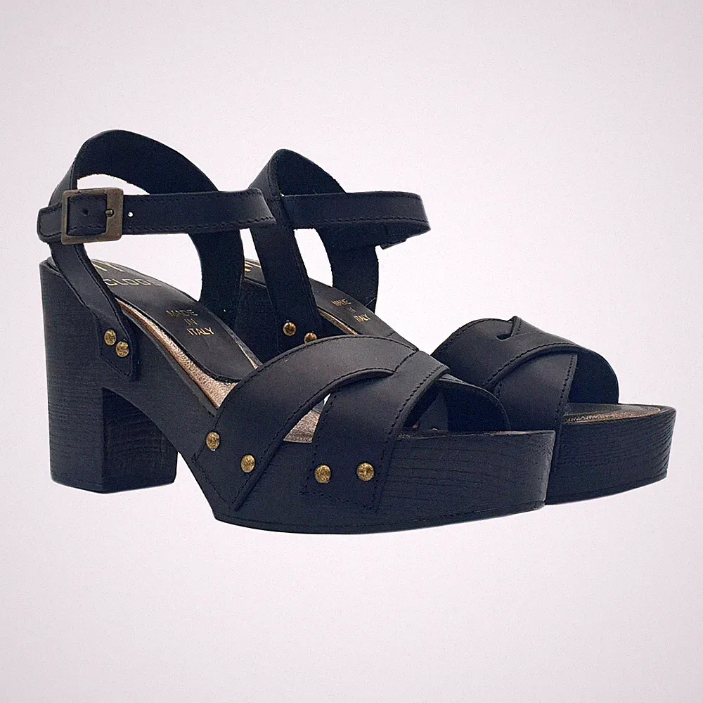Damen Leder Sandalen schwarz Kreuzriemen Handmade - MY140 SCHWARZ