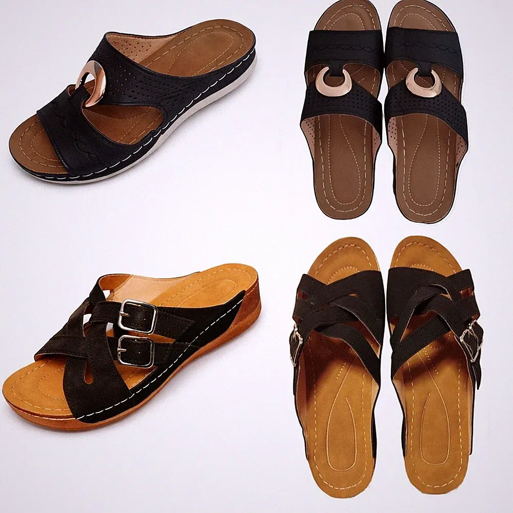Damen leichte Pantoletten Sandalen Freizeit schwarz Gr. 40