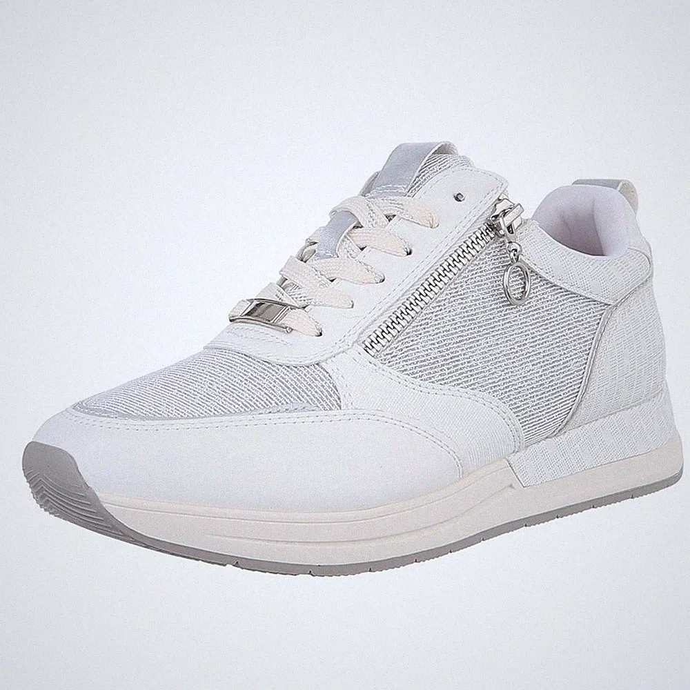 Damen Low-Top Sneaker mit Glitzer und Lochschnürung Ital-Design 6043 in Weiß