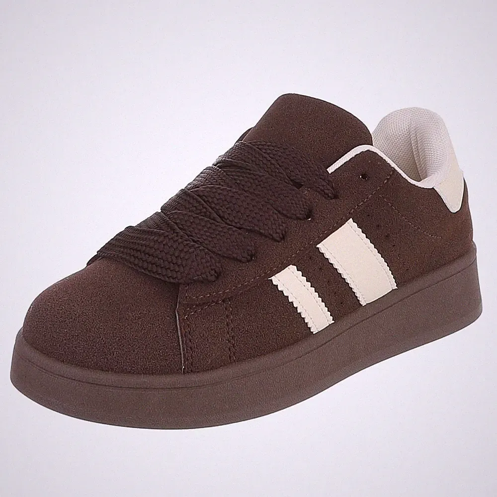 Damen Low-Top Sneaker mit Lochschnürung Ital-Design 0702 in Braun