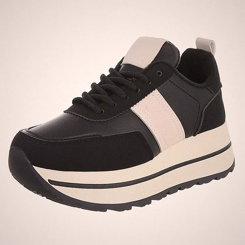 Damen Low-Top Sneaker mit Lochschnürung Ital-Design 1863 in Schwarz