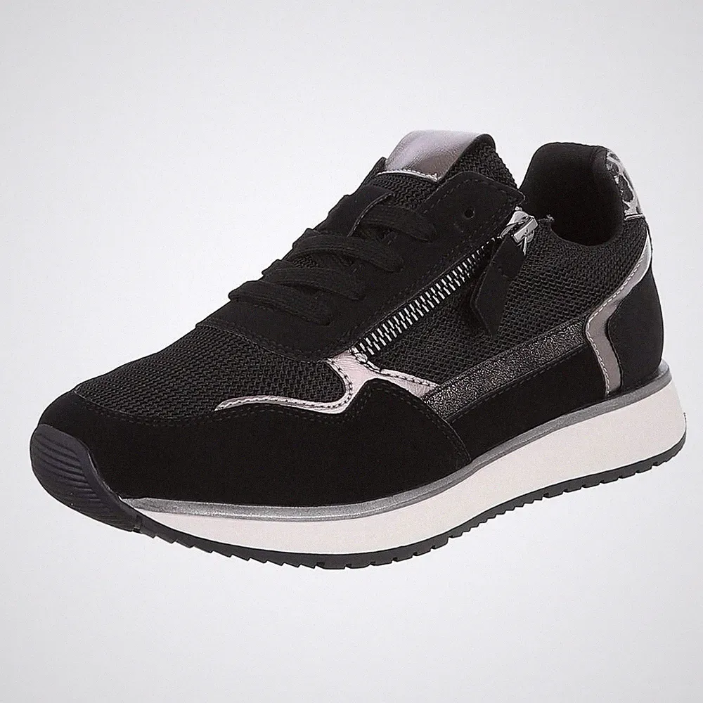 Damen Low-Top Sneaker mit Lochschnürung Ital-Design 2072 in Schwarz
