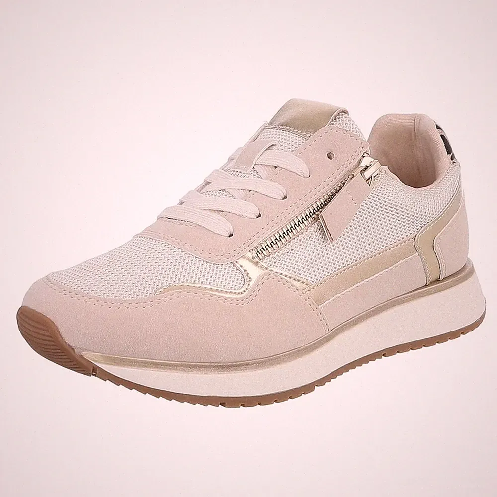 Damen Low-Top Sneaker mit Lochschnürung Ital-Design 3356 in Beige