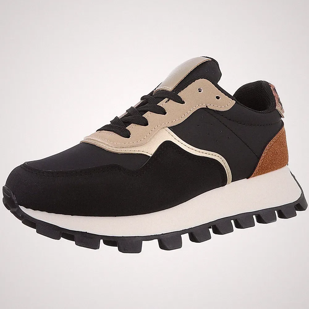 Damen Low-Top Sneaker mit Lochschnürung Ital-Design 4056 in Schwarz