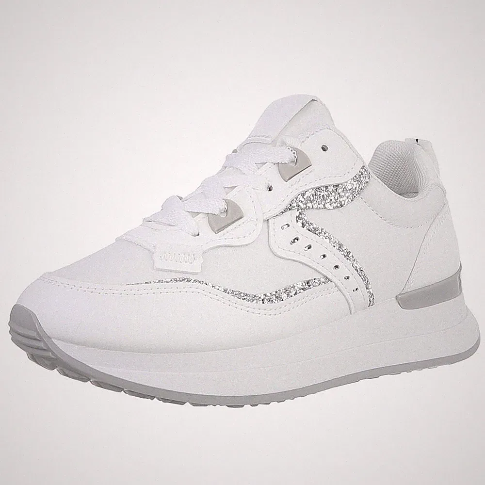 Damen Low-Top Sneaker mit Lochschnürung Ital-Design 4203 in Weiß
