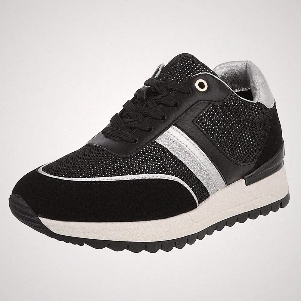 Damen Low-Top Sneaker mit Lochschnürung Ital-Design 4993 in Schwarz