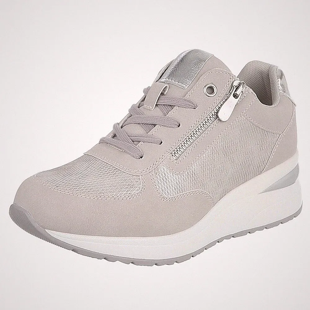 Damen Low-Top Sneaker mit Lochschnürung Ital-Design 5019 in Grau