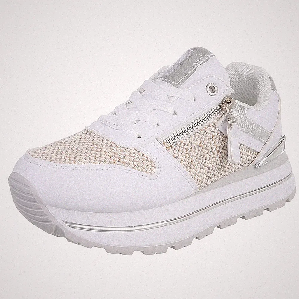 Damen Low-Top Sneaker mit Lochschnürung Ital-Design 5123 in Weiß
