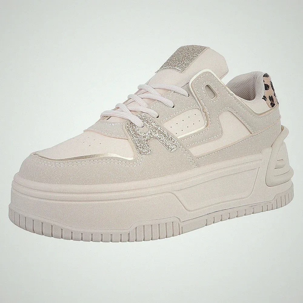 Damen Low-Top Sneaker mit Lochschnürung Ital-Design 6247 in Beige