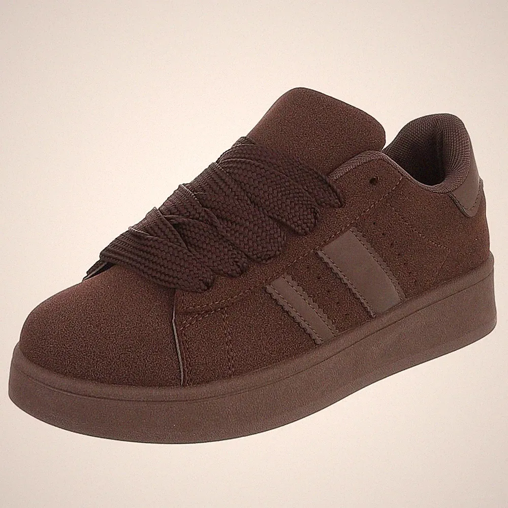 Damen Low-Top Sneaker mit Lochschnürung Ital-Design 6616 in Dunkelbraun