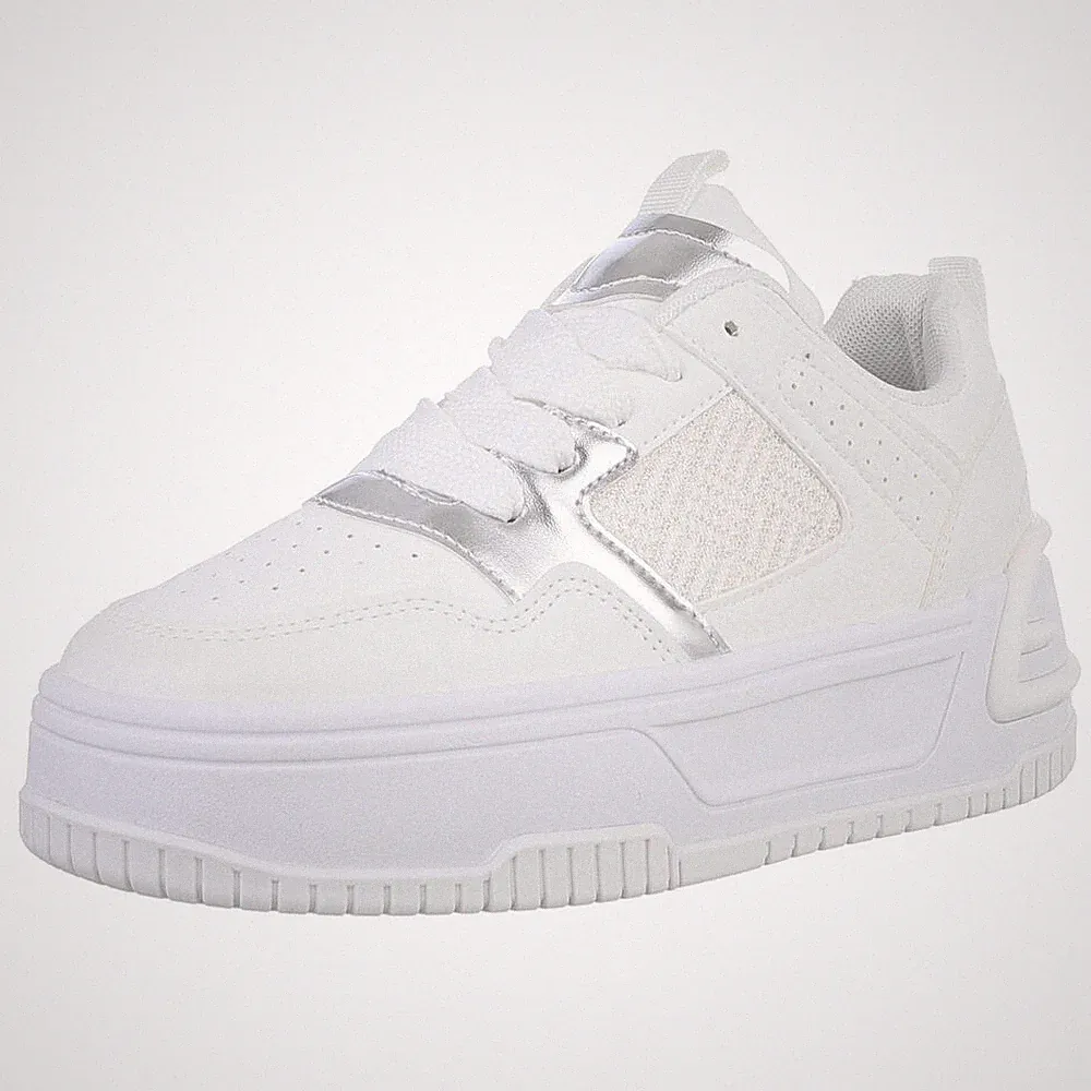 Damen Low-Top Sneaker mit Lochschnürung Ital-Design 7105 in Weiß