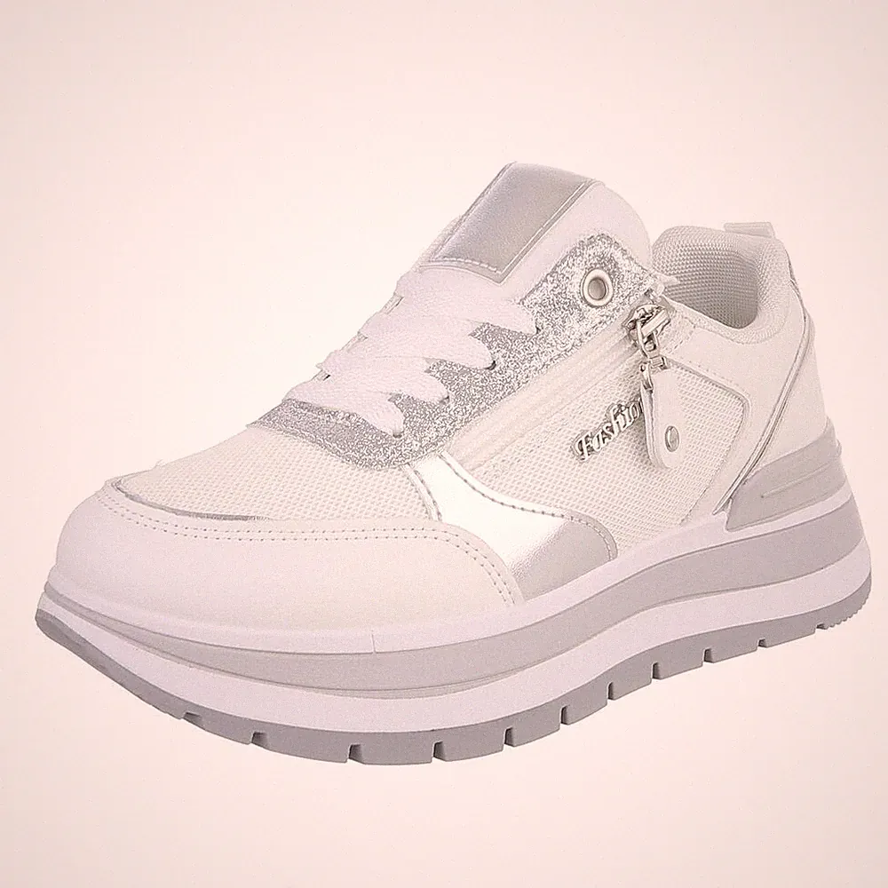 Damen Low-Top Sneaker mit Lochschnürung Ital-Design 8568 in Weiß