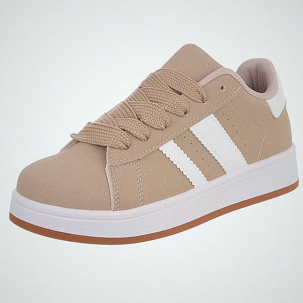 Damen Low-Top Sneaker mit Lochschnürung Ital-Design 9488 in Hellbraun