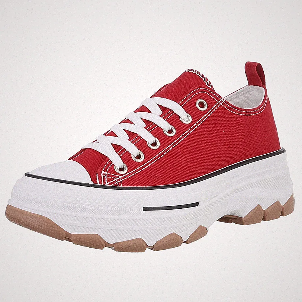 Damen Low-Top Sneaker mit Lochschnürung Ital-Design 9494 in Rot