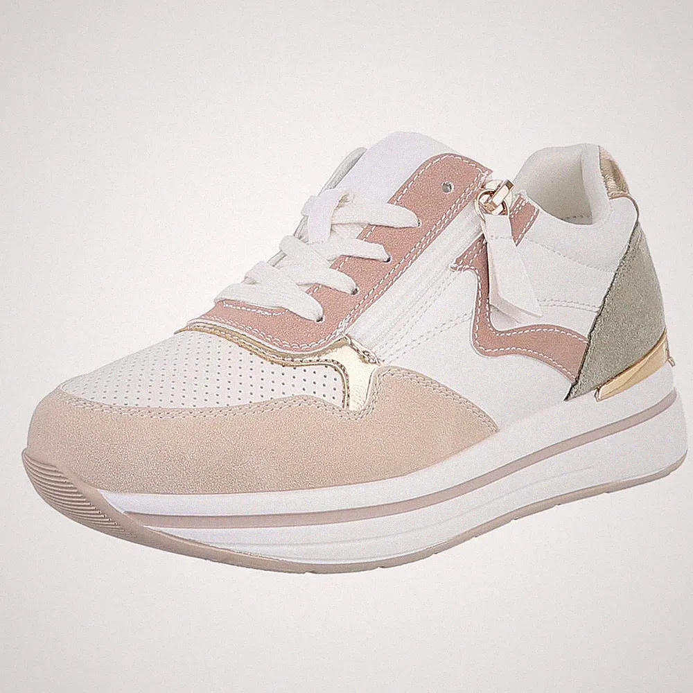 Damen Low-Top Sneaker mit Lochschnürung Ital-Design 9580 in Altrosa