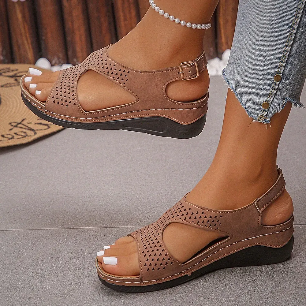 Damen Lycra Stretch Sandalen Komfort Weite Passform Elastisch Fersenriemen