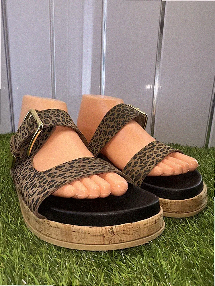 Damen M&S Wildleder Leopardenmuster Plateau Sandalen Größe 7, absolut wunderschön