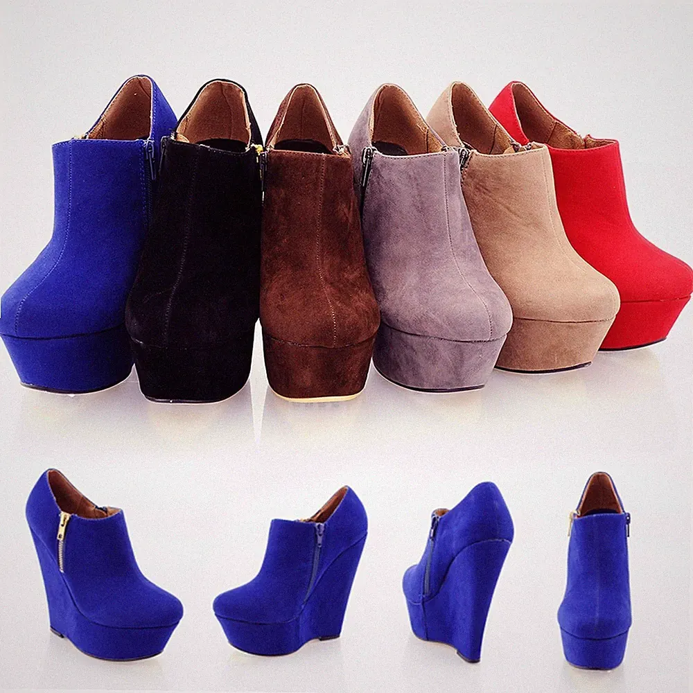 DAMEN MÄDCHEN HIGH HEEL PLATEAU KEILE BLAU SCHWARZ BRAUN GRAU GRÖSSE 3-8