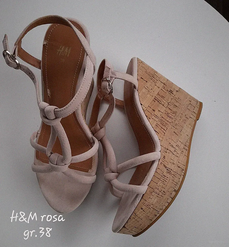 Damen/Mädchen Keilabsatz Plateau Sandalen Gr.38 H&M rosa
