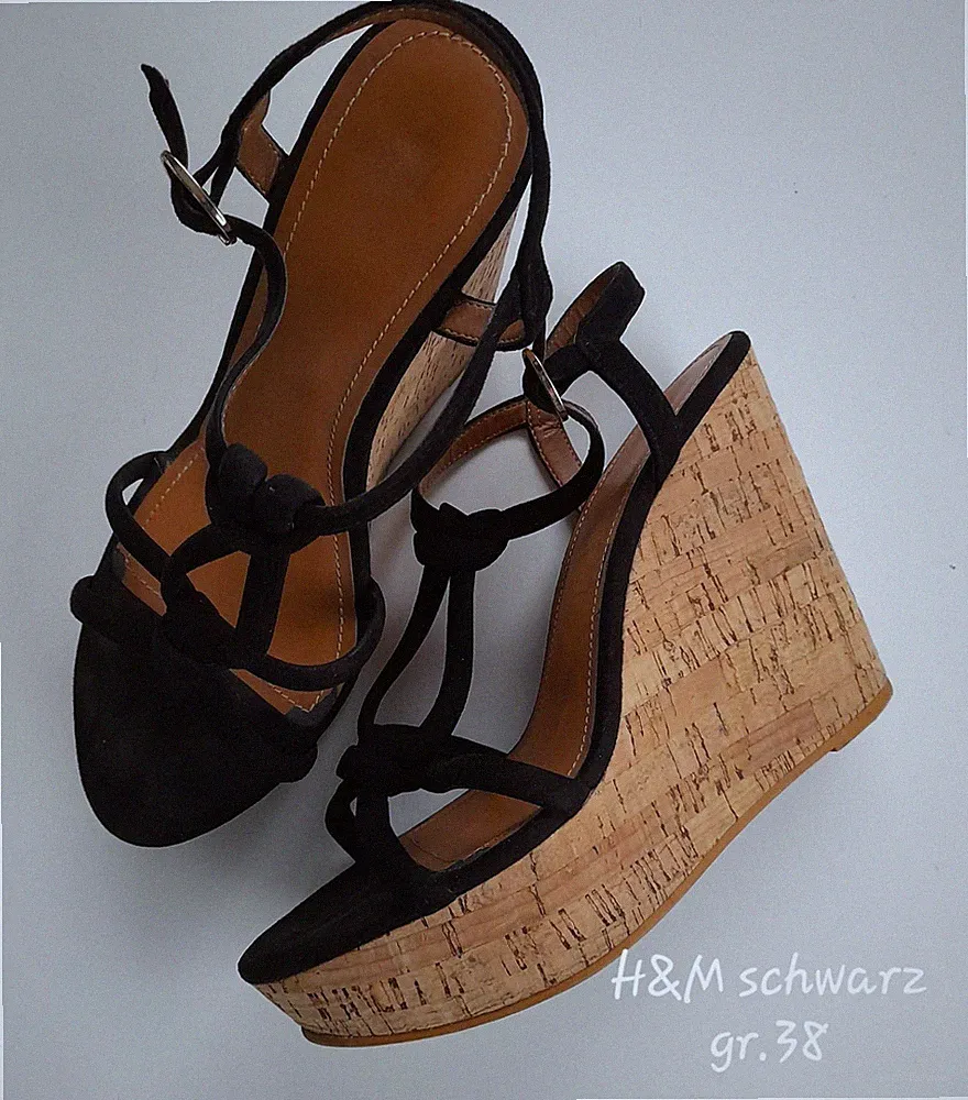 Damen/Mädchen Keilabsatz Plateau Sandalen Gr.38 H&M schwarz