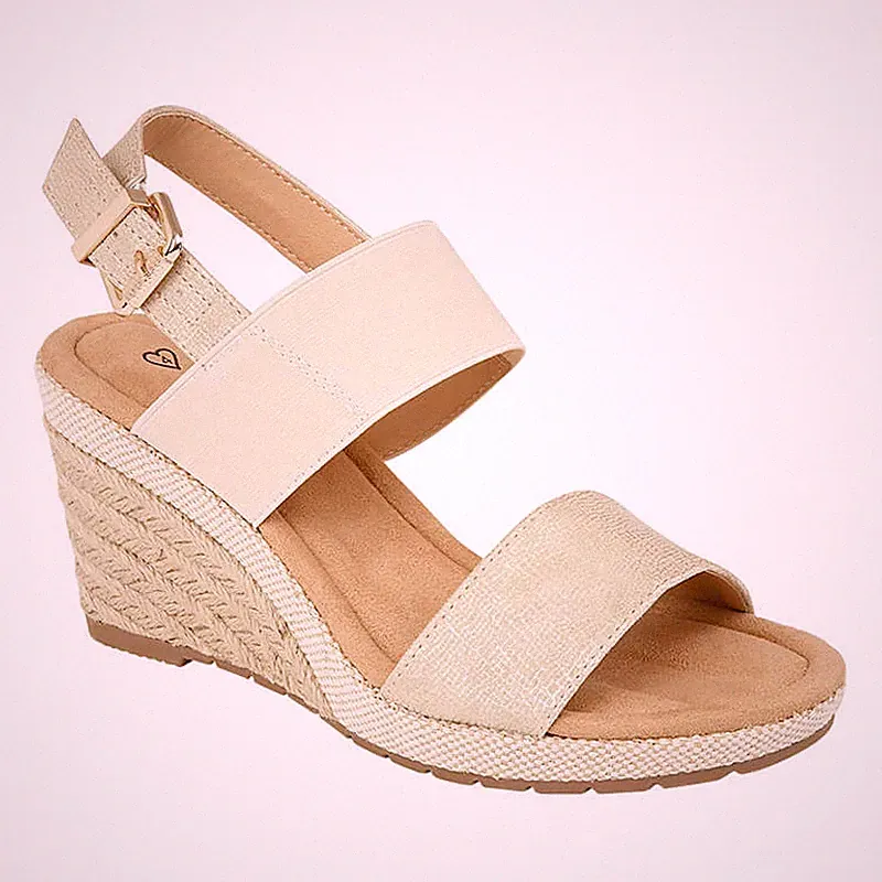 Damen Mädchen neu schwarz gold Keilabsatz Plateau Hessisch Strand Freizeit Sandalen UK 4-7