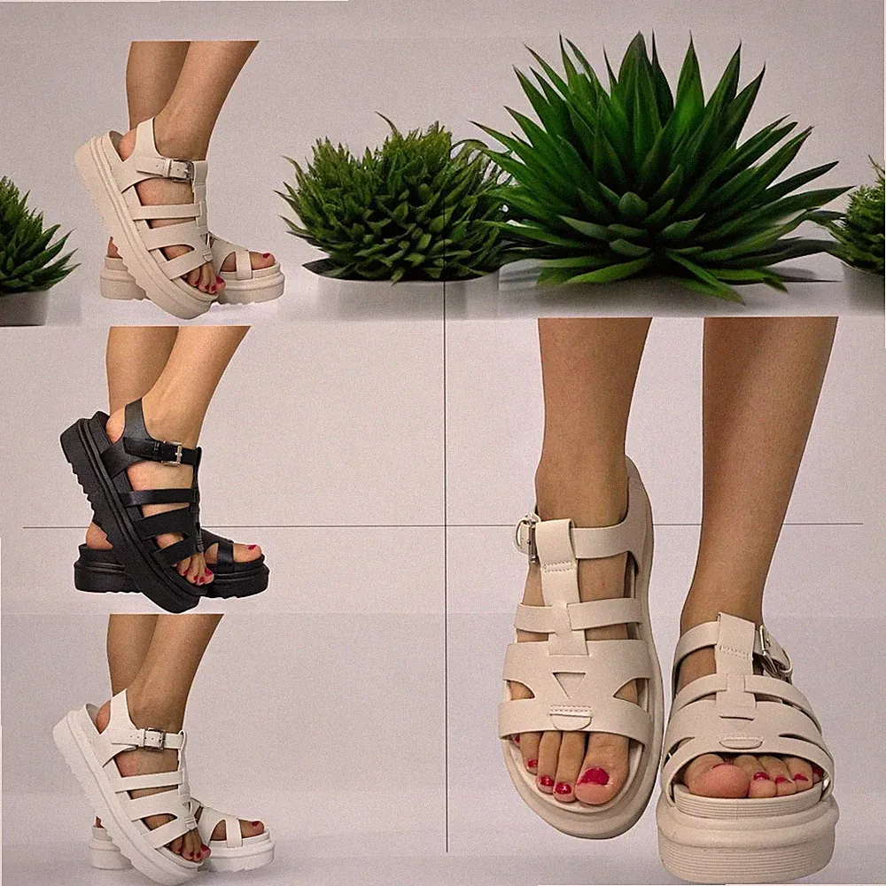 DAMEN MÄDCHEN SOMMER PLATEAU GROBE SANDALEN MIT VERSTELLBARER SCHNALLE