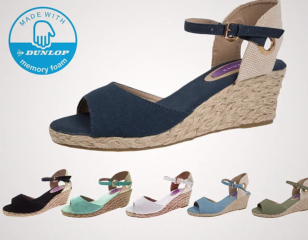 Damen Memory Foam Keilabsatz Sandalen Damen High Heel Hessische Wedges Sommerschuhe