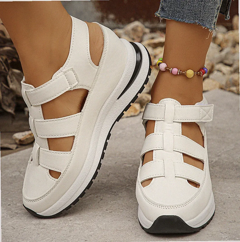 Damen mit Cut-Outs Innenhöherlegung Sommer Freizeitschuhe Keilabsatz Sandalen