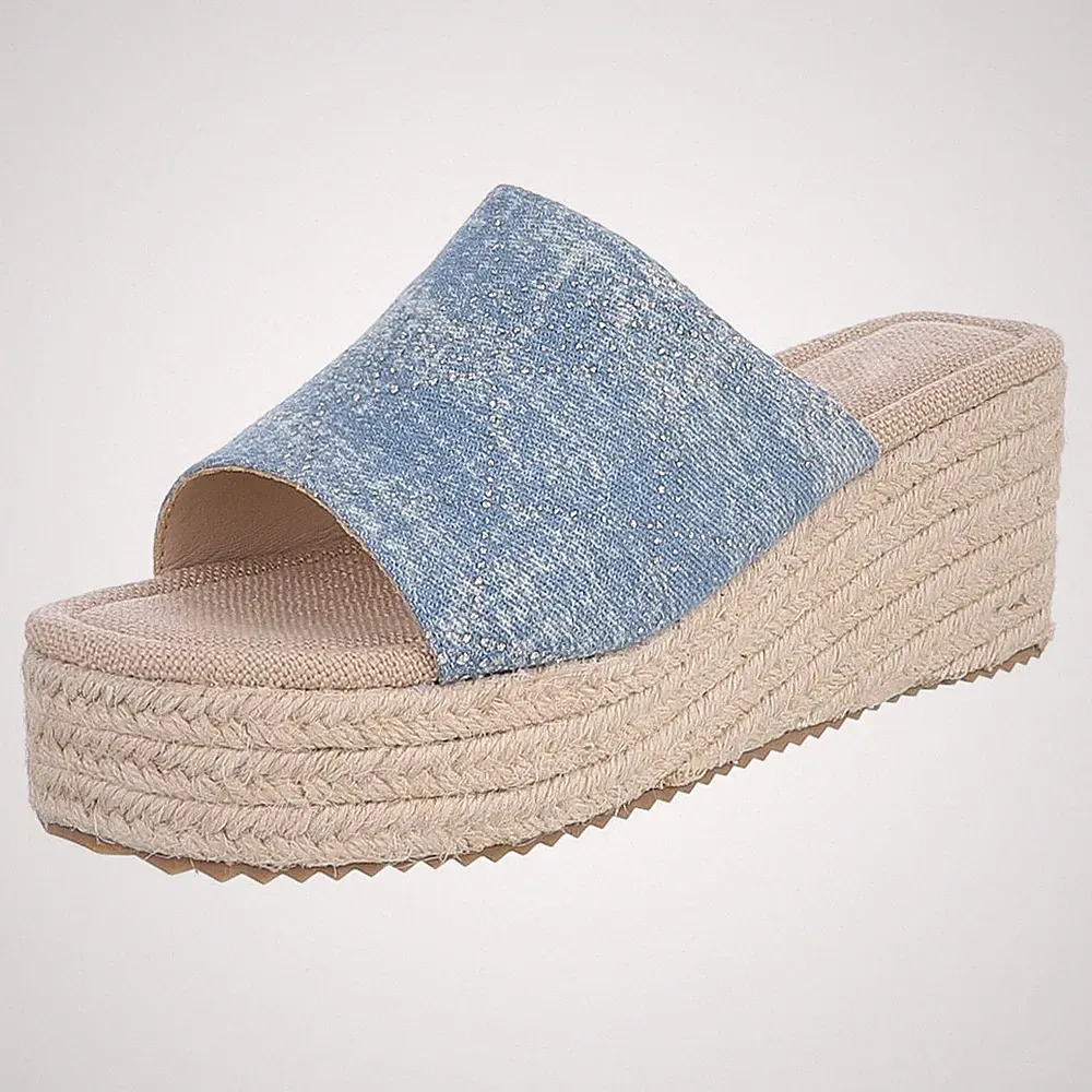Damen Mules mit Offener Ferse Ital-Design 0037 in Blau