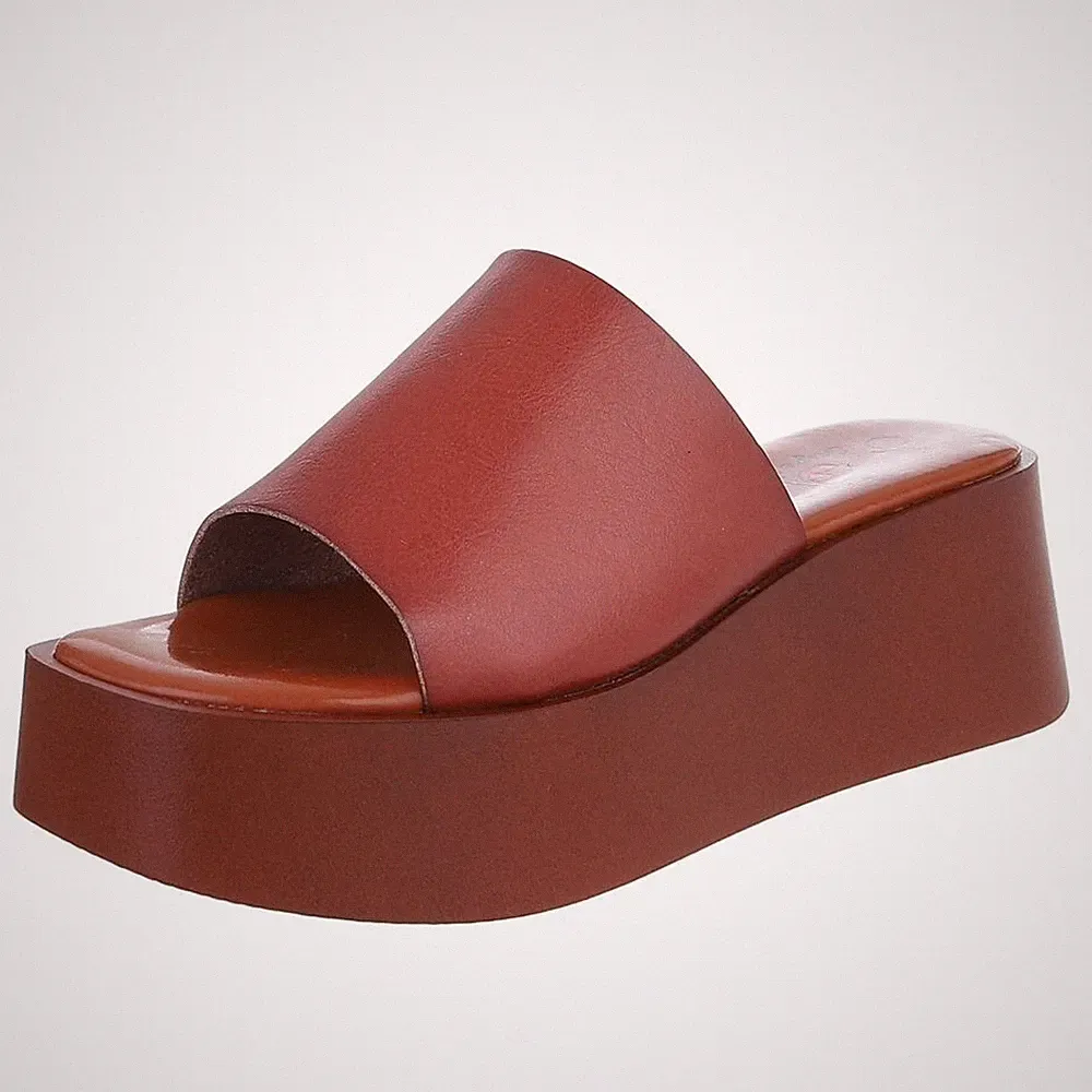 Damen Mules mit Offener Ferse Ital-Design 3413 in Braun