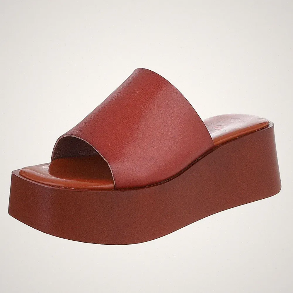 Damen Mules mit Offener Ferse Ital-Design 3413 in Braun