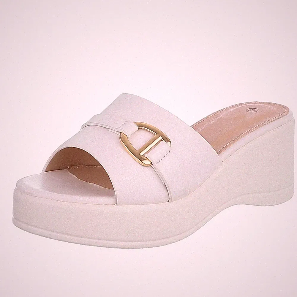 Damen Mules mit Offener Ferse Ital-Design 8118 in Weiß