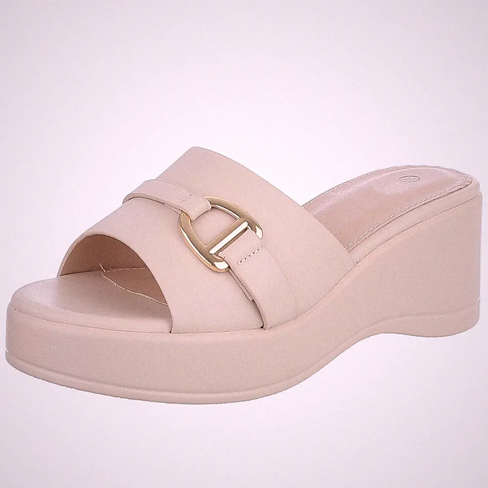 Damen Mules mit Offener Ferse Ital-Design 8717 in Beige