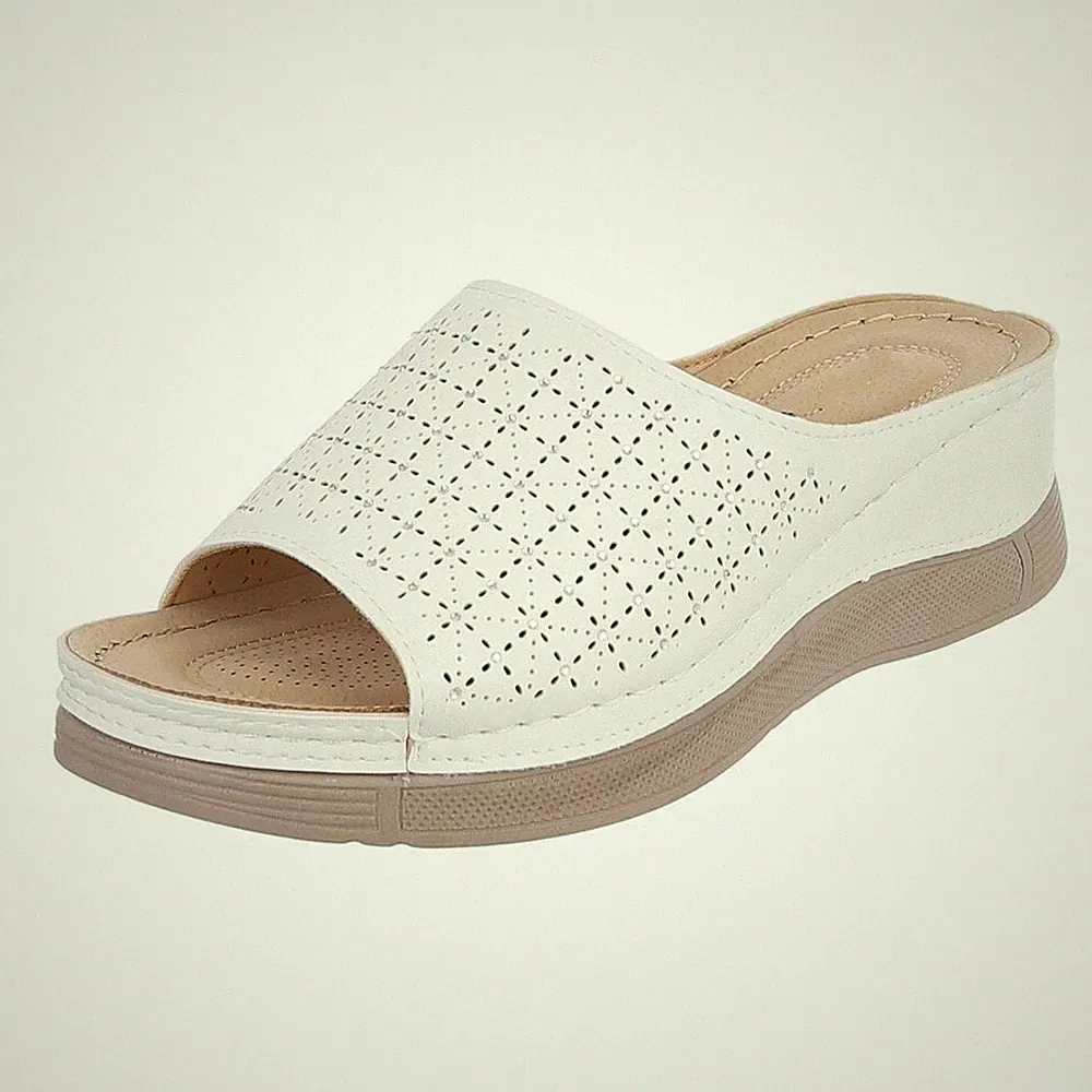 Damen Mules mit Strass und Offener Ferse Ital-Design 8031 in Weiß