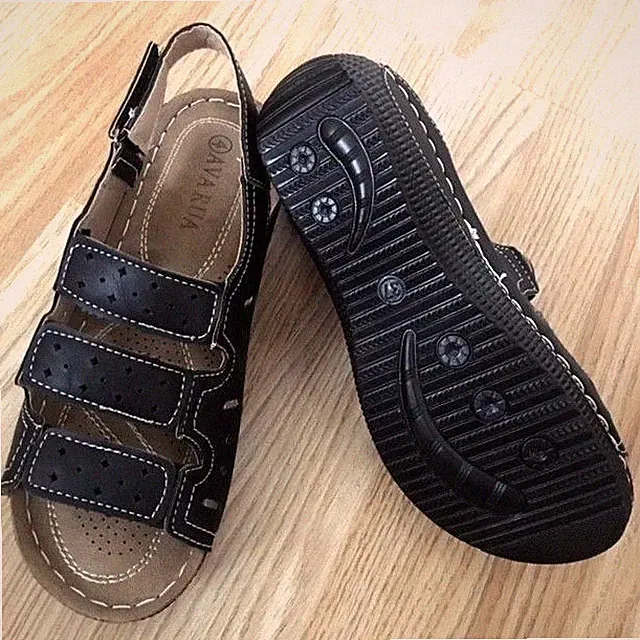 Damen-Pantolette breite orthopädische Diabetiker-Gladiator gepolstert Keilabsatz Größe