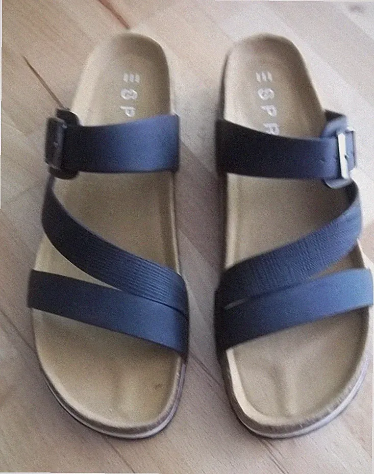 Damen Pantoletten m. Fußbett schwarz von Esprit Gr. 38 NEU leichter Keilabsatz