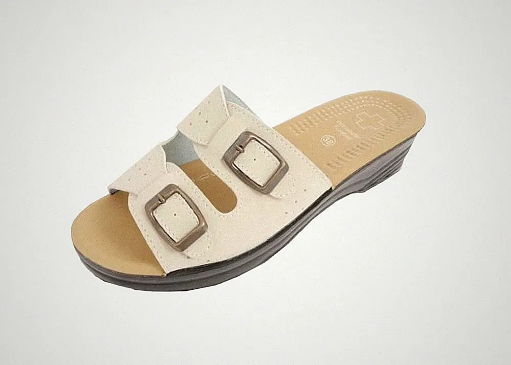 Damen Pantoletten Sandalen Freizeit 2 Schnallen Wörishofer Fußbett oder Kork