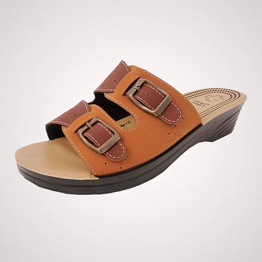 Damen Pantoletten Sandalen Freizeit 2 Schnallen Wörishofer Fußbett oder Kork