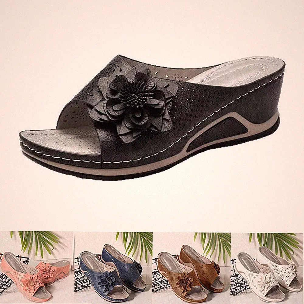 Damen Pantoletten Sandaletten Bequeme Blumen Komfort Pantoletten Sandalen Slippe