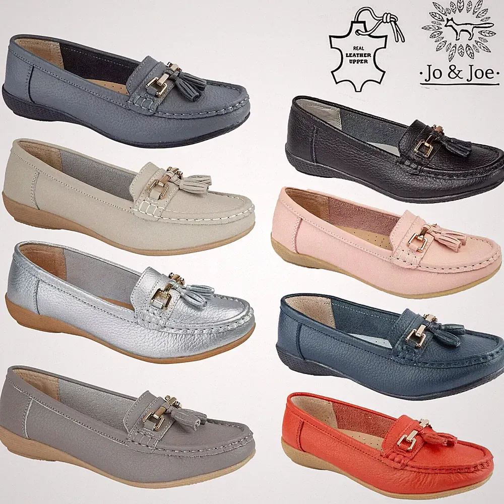 Damen Penny Loafer Damen Leder Slipper Quaste Freizeit Frauen Arbeit Büro Schuhe