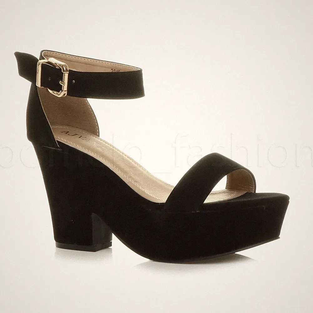 DAMEN PLATEAU HOHER ABSATZ PEEPTOE FLACHE FORM KEILABSATZ PARTY SANDALEN SCHUHE GRÖSSE