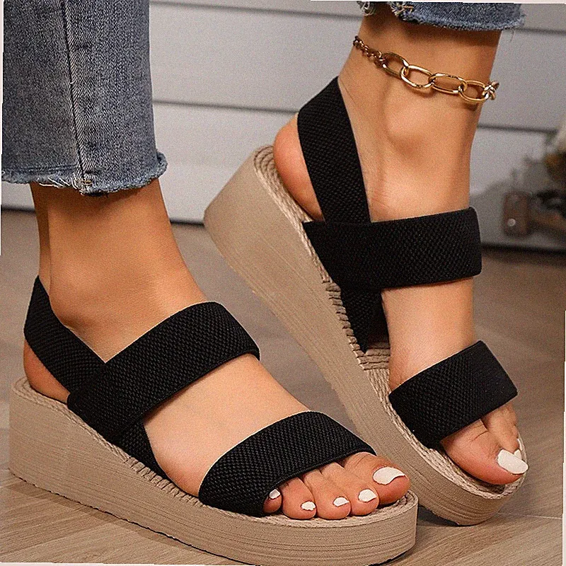 Damen Plateau Keilabsatz Slingback Sandalen - leichte EVA Sommer Wanderschuhe. "