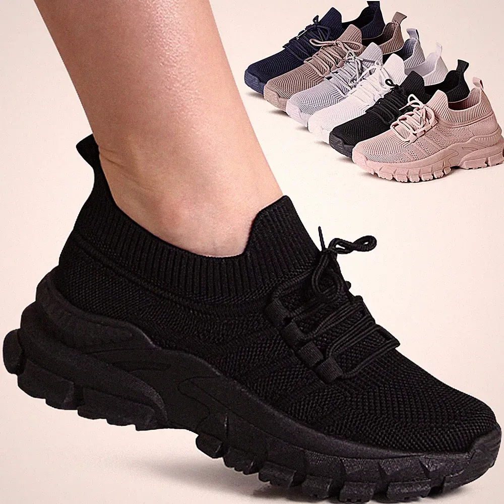 Damen Plateau Sneaker Keil Light Slipper Keilabsatz Chunky Turnschuhe Mesh