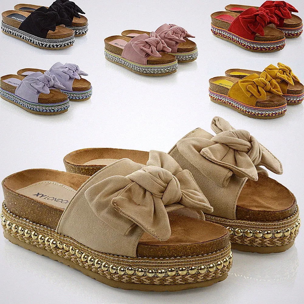 Damen-Plateausandalen Keilabsatz Peeptoe Slipper Pantolette Sommerschuhe 3-8