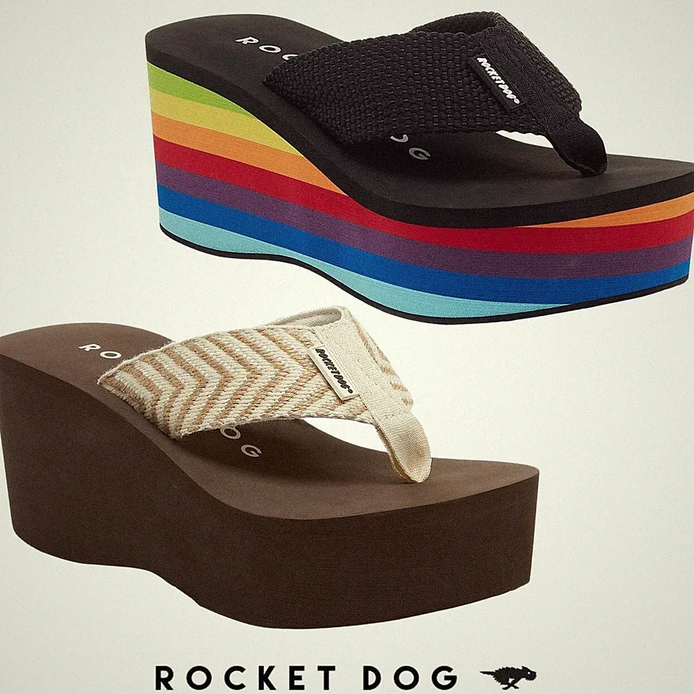 Damen-Plateausandalen Zehensteg Rocket Dog Crush leichte Sommerschuhe UK3–8